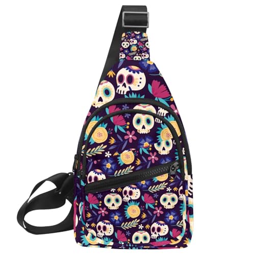 Mochila con cremallera en el pecho y bolsa de hombro tipo mensajero del Día de Muertos