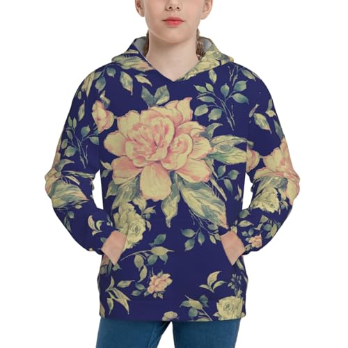 Summer Flowers with Foliage Kid Hoodies Boys Sweatshirts Girls Pullover with Pocket