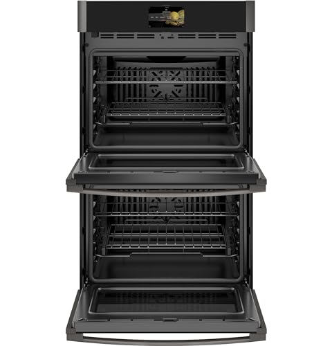Image of GE Profile 30 in. Smart Double Electric Wall Oven with Convection Cooking in Fingerprint Resistant Black Stainless Steel PTD7000BNTS