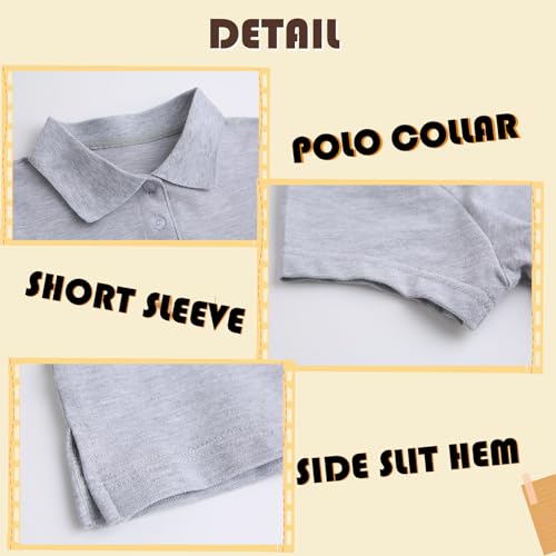 Image of 4 Pack Cotton Girls Polo Shirt Slim Fit for School Uniform Kids Youth Tops