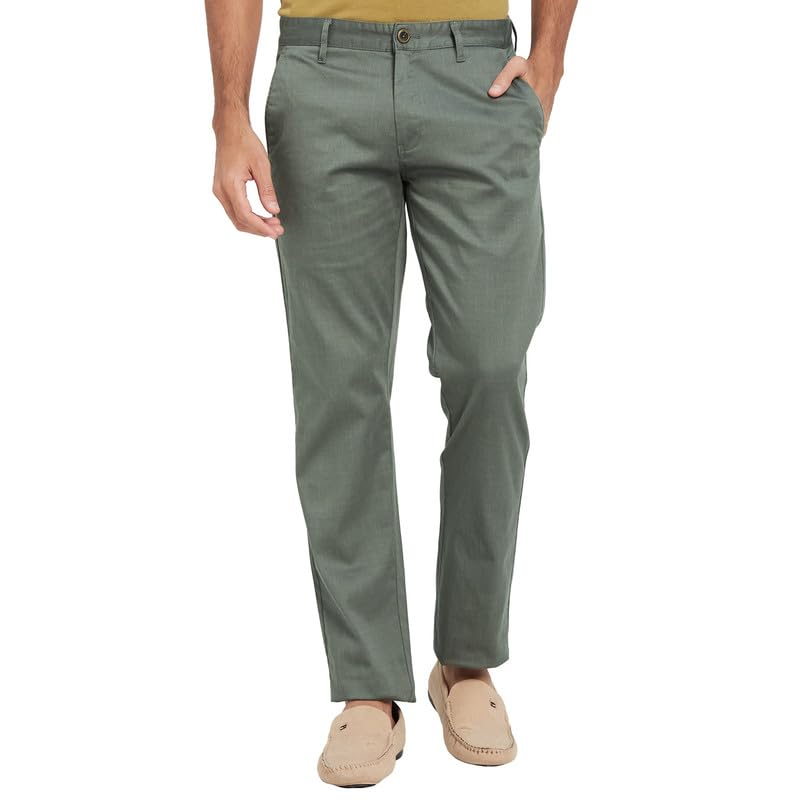 Image of Octave Men Regular Fit Mid Rise Cotton Formal Trousers