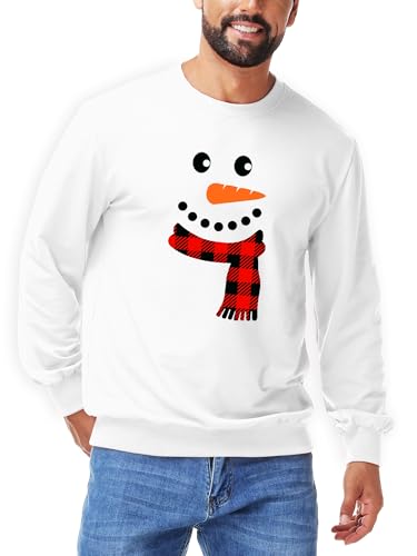 Snowman Face and Plaid Scarf Christmas Sweatshirt - Image 4
