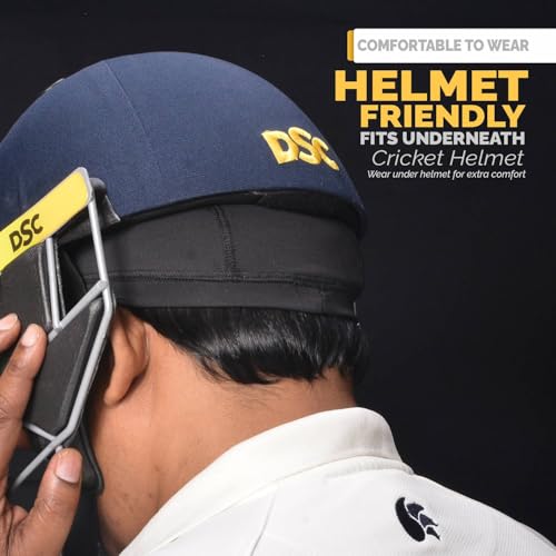 Image of DSC Cricket Helmet Skull Cap for Mens | Breathable, Sweat-Wicking, 4-Way Stretch Under-Helmet Inner Cap | Choice of Classic Slip-On or Adjustable Tie-Knot Design