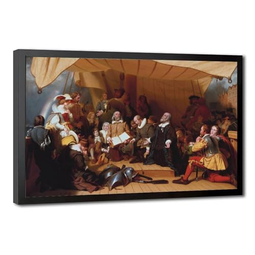 Toile Embarkation of The Pilgrims Robert Walter Weir pour décoration salon et bureau élégant