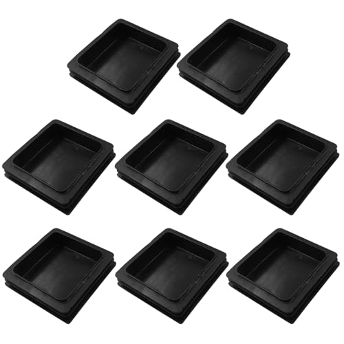 Image of Bonsicoky 4 inch Square Plastic Plugs, Black, 8 Pack | Tubing End Caps, Insert for Square Tube, Furniture Legs