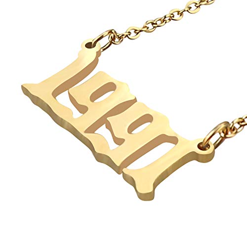 Personalized Birth year necklace Birthday Gift for Women and Girl Old English Arabic Mumerals Gold Plated Necklace2