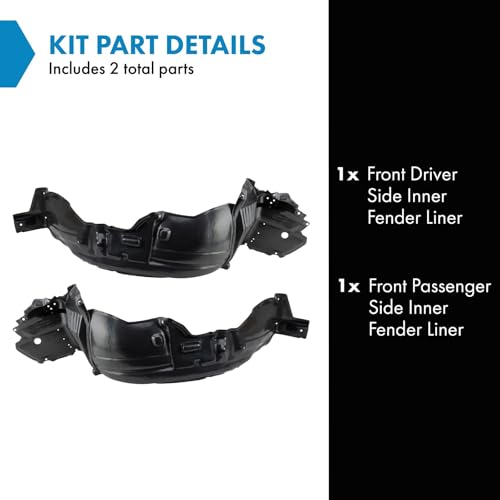 Image of TRQ Front Driver and Passenger Side Inner Fender Liner Set Compatible with 1998-2005 Lexus GS300 1998-2000 GS400 2001-2005 GS430