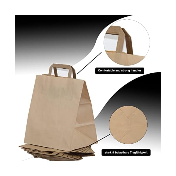 25 Stück Papiertragetaschen 18+8 x 22 cm Papiertüten | Geschenktüten Papier Geschenktüte Kraftpapier Tüten | Kleine… – Bild 5