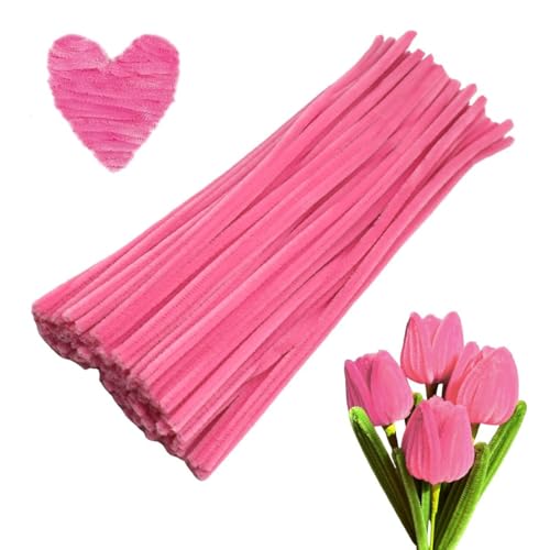 Image of TRAIS-100 PCS Pipe Cleaners, Chenille Stems for Crafts, Fuzzy Craft Pipe Cleaners, Soft Flexible Bendable Sticks for DIY Art Supplies, Kids Crafts, School Projects (1, Light Pink)