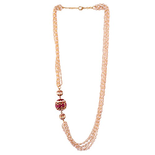 ACCESSHER Contemporary Style Statement Freshwater Pearls Embedded Knotted Links Design Chain Necklace with Lobster Claw Clsoure for Women and Girls Pack of 1