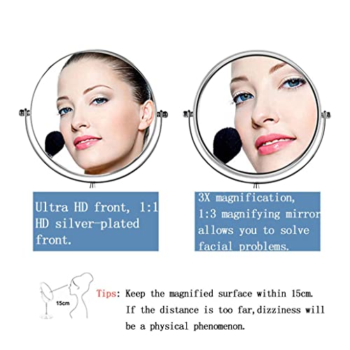 Foto von ANGNYA Kosmetikspiegel Tischspiegel mit doppelseitig 360° Schminkspiegel mit 1-/ 3 Facher Vergrößerung Schminkspiegel Rasierspiegel für Badezimmer Zuhause