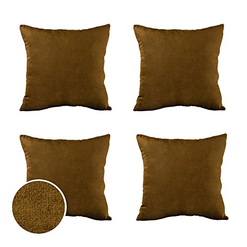 Top Finel Decorative Velvet Throw Pillow Covers Soft Soild Square Cousion Covers 18x18 for Couch and Bedroom?Set of 2?Brown