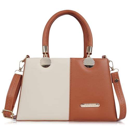 Image of Gold Rose Women's Elegant Color Block Handbag - Stylish Top Handle Purse for Office, Party & Daily Use | Premium Structured Ladies Hand Bag