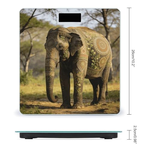 Báscula digital de baño con diseño de elefante y vidrio templado miniatura 2