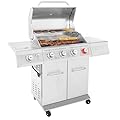 Royal Gourmet GA4402S Stainless Steel 4-Burner BBQ Propane Gas Grill, 54000 BTU Cabinet Style Gas Grill with Sear Burner and Side Burner Perfect Patio Garden Picnic Backyard Party Silver