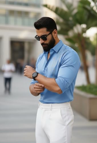 Image of IndoPrimo Men's Stylish Satin Shirt for Party, Formal, Daily and Casual Wear Full Sleeve Shirt for Men