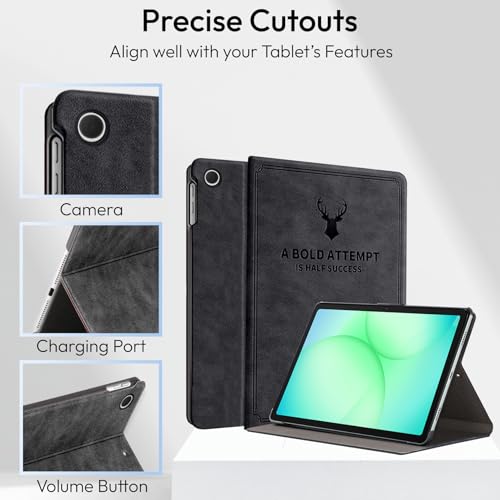 Image of Robustrion for Samsung Galaxy Tab A11 8.7 inch & A9 8.7 inch Cover Case, Deer Flip Cover Case for Samsung Tab A11 Tablet Cover 8.7 inch [Auto Sleep Wake Support] - Black