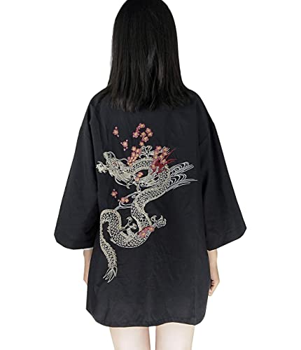 Image of LAI MENG FIVE CATS Women's Summer Cardigan Lightweight Kimono Floral Print Loose Cover up Casual Tops