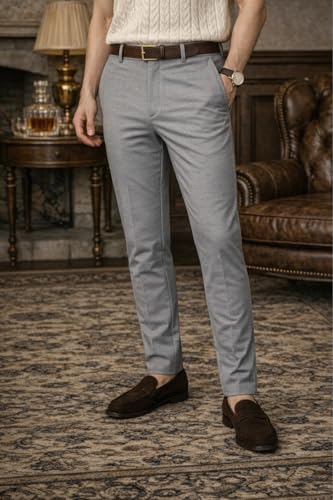 Image of Louis Philippe Men's Comfy Tapered fit Knitted & 4 Way Stretch Casual Trouser