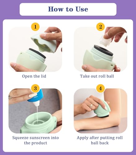 Image of Sunscreen Applicator for Kids & Adults - Refillable Roll-On Sunscreen Tool with Protective Cap, BPA-Free, No Mess Lotion Applicator for Face, Body & Back | Portable & Easy Application