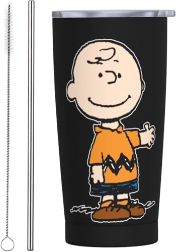 Asamike ステンレス タンブラー 600ml コーヒーカップ 人気 スヌーピー 大容量 マグカップ コンビニカップ 蓋付き ストローとストローブラシ付き 保冷 保温 持ち運び コーヒー ビルー 直飲み ボトル ビジネス アウトドア 車用に最適 KFB
