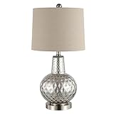 Safavieh Lighting Collection Atlas Silver/ Ivory Shade 24-inch Bedroom Living Room Home Office Desk Nightstand Table Lamp (LED Bulb Included)