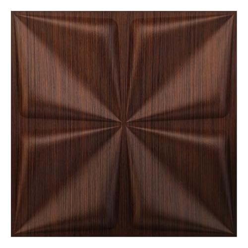 Image of Kayra Decor 3D PVC Wall Panel Bloom Design Walnut Wood Color 19.7 inch x 19.7 inch (Pack of 40) - Covers 107.80 Sq. Ft.