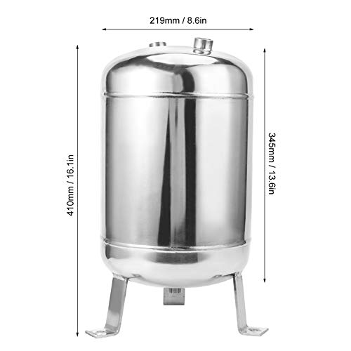 Image of Air Reservoir Tank High Pressure 5 Port Gas Storage for Workshop Automotive 304 Stainless Steel Mirror Finish 2.1 Gallon 10L Vertical NPT 1 2 and 1 4 Port