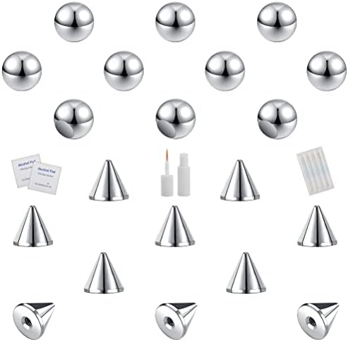 ZS 20Pcs Fake Eyebrow Rings Nose Lip Labret Studs, 4mm 5mm Replacement Ball Cone with Eyelash Glue, Non-Piercing Body Jewelry Fake Skin Piercing (4mm)