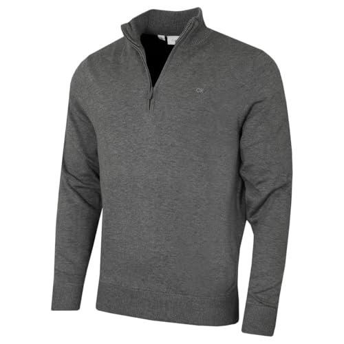 Calvin Klein Mens Campus 1/2 Zip Sweater - Grey Marl - XXL