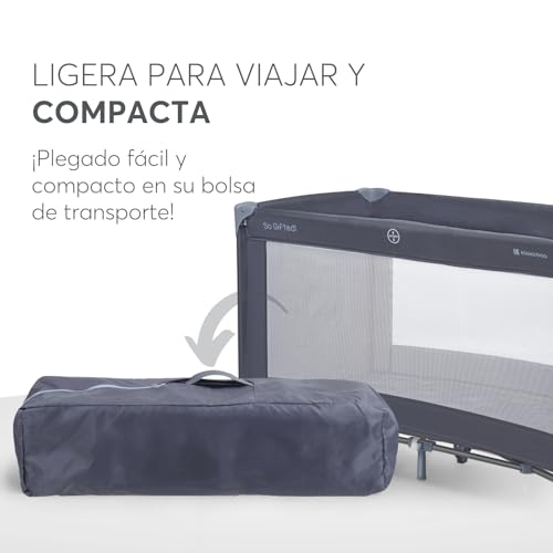 Image of KikkaBoo SO Gifted Travel Cot, up to 15 kg, Park Cot 120 x 60 cm, 1 Level, Foldable, Lightweight, Carry Bag, Compact, Navy Blue
