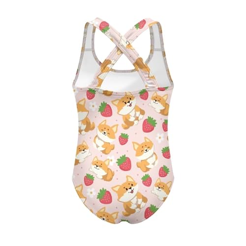 Image of Kid One Piece Swimsuit with Cross Back Girls Summer Sleeveles Swimwear for 5-14 Years