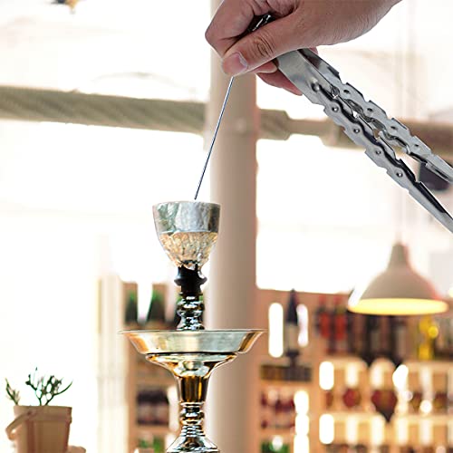 DFESKAH Shisha Zangen Set 2 Stück, silberne Kohle Zange aus Edelstahl, Tabakzange mit Lochstecher, Hookah Wasserpfeife… – Bild 8