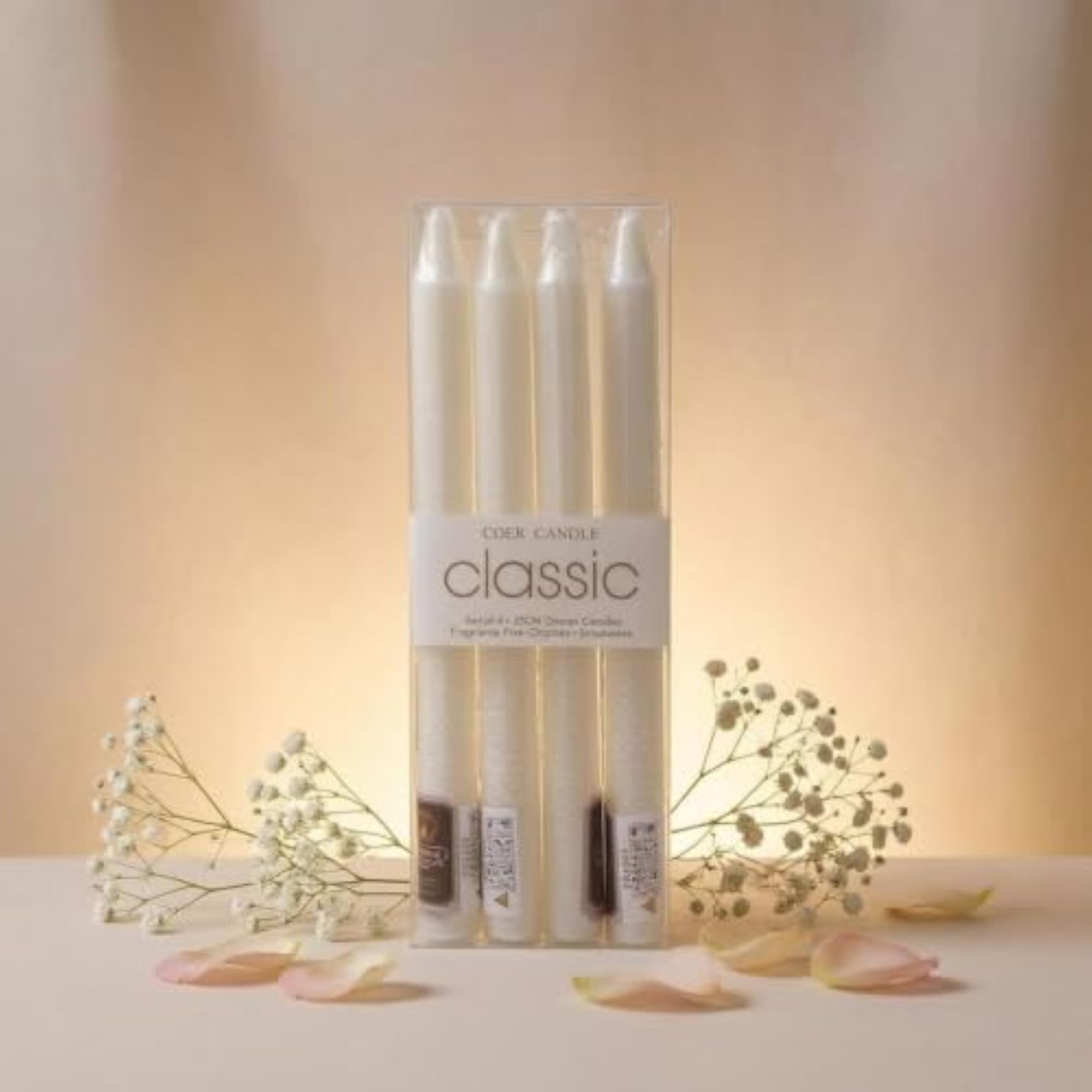 4 Pieces Flat Top White Pillar Candle Visible Wick