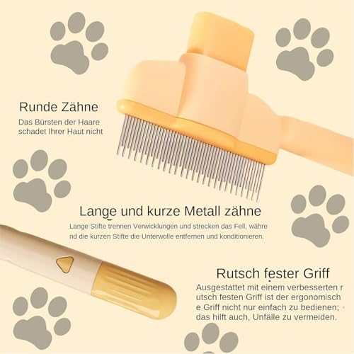 Fellblitz Bürste Selbstreinigende Haustierbürste Für Lang- Und Kurzhaarpflege, Fellbürste Katze, Hunde Katzen Bürste, Pfotenmond fellbürste