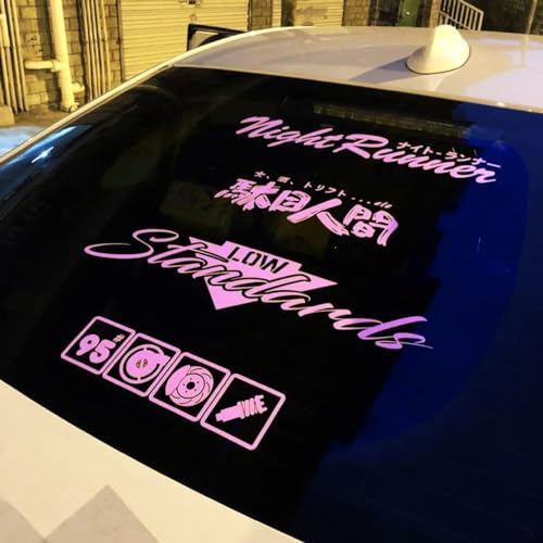 Image of Car Stickers for Night Runner Low Standards 95# Turbo Decal Auto Rear Windshield Window Tape 1 Set (Pink)