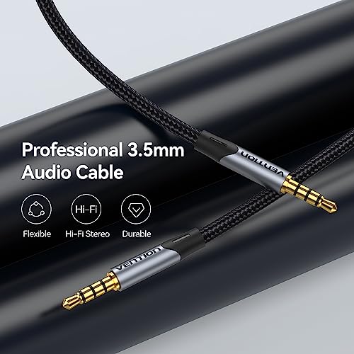 VENTION 1.5m Auxiliary Audio Cable with Microphone - TRRS Connector Compatible with Headset, Speaker, PC & More - Image 3