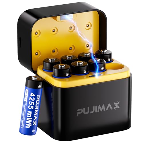 PUJIMAX Rechargeable AA Batteries with USB C Charger (8 Pack)