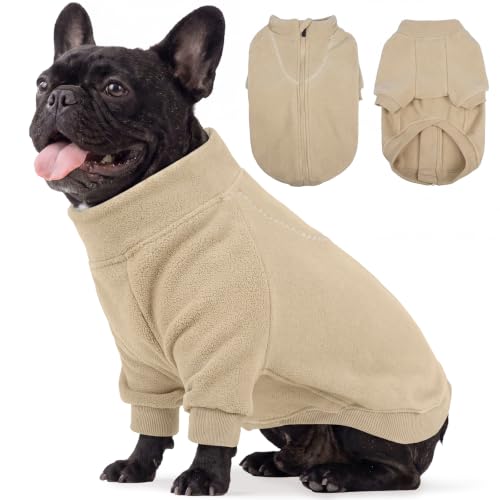 Image of BRKURLEG Dog Sweater, Warm Fleece Dog Winter Coat, Light Coffee, L