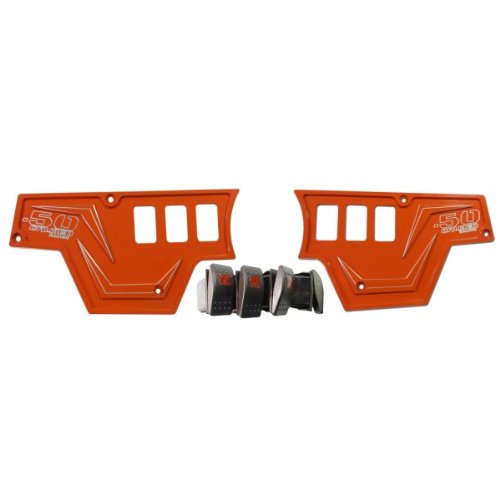50 Caliber Racing 6 Hole Billet Dash Panel Combo Includes 4 on/Off Rocker Switches - Orange -Fits Polaris RZR XP1000 S 1000 900 [5357A5]