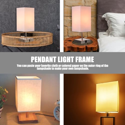 Image of Beavorty Diy Lampshade Frame Wire Cage 7.87X5.51X5.51 Inch Lamp Shade Frame for Table Lamp Ceiling Light Fixture Replacement and Craft Projects