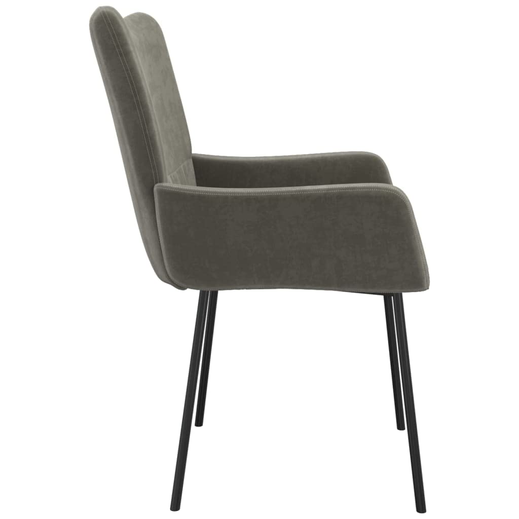 Krzesła do jadalni, 2 szt., ciemnoszare, aksamitne, z metalową ramą, ergonomicznie wyściełane, wygodne siedzisko i podłokietnik, do kuchni, salonu, biura, trwałe i łatwe w utrzymaniu