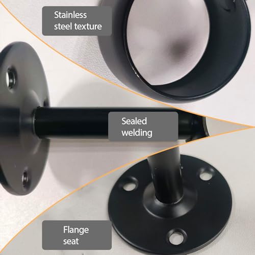 2 Stück Gardinenstangen Halterung aus Edelstahl für Deckenmontage, Vorhangstange Deckenmontage, 32 mm Innendurchmesser, langlebige Deckenhalterung Gardinenstange, inklusive Schrauben, Schwarz