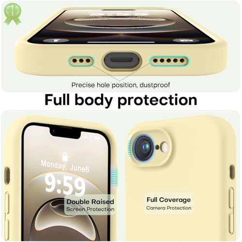 Image of LOVE 3000 Designed for iPhone 16e /17e Case, Premium Silicone with [Soft Anti-Scratch Microfiber Lining] Shockproof Protective Phone Case for Men Women Girls 6.1 inch, Creamy Yellow