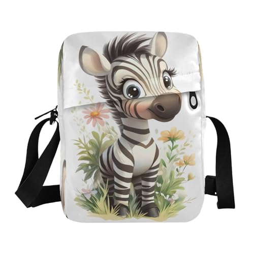 Crossbody Bag Messenger Bag for Women Men Purse Shoulder Bag Satchel Bag with Adjustable Strap 214B9222cute Zebra Flower