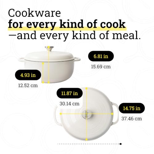 Lodge Essential Enamel Cast Iron Dutch Oven, 7.5 Quart, Oyster White - image 5