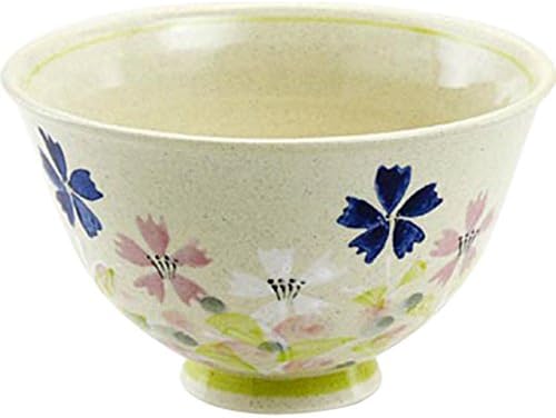 Ranchant Rice Bowl (Blue) Blue Diameter 4.6 x 2.8 inches (11.8 x 7 cm), Flower Garden Arita Ware Made in Japan