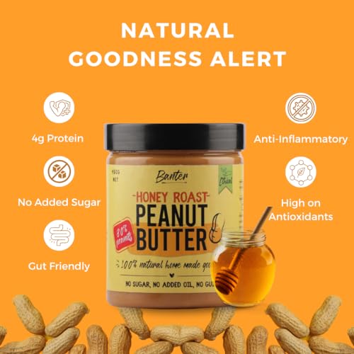 Image of Banter Honey Roasted Peanut Butter: 100% Natural Homemade Goodness With High Protein, No Added Sugar, No Added Oil - 230 Gram