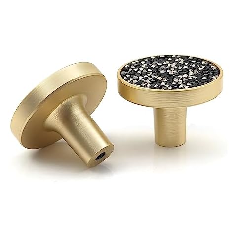 Ismosm 6 Pack Gold Cabinet Dresser Drawer Knobs, Cabinet Hardware, Bling Modern Metal Drawer Pulls and Knobs for Cabinets, Dressers, and Many Other Home and Office Furniture (Black) Cover