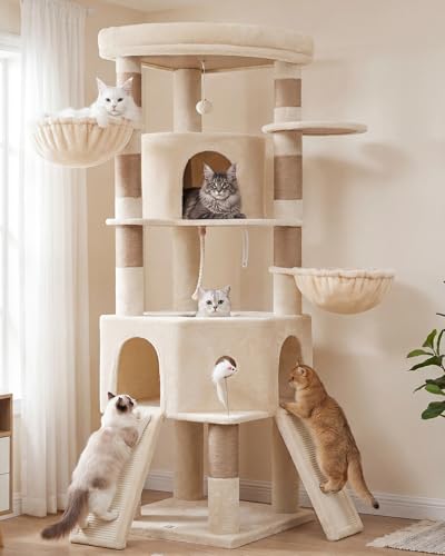 Torre para gatos Beige Vibrissia 73 pulgadas miniatura 1